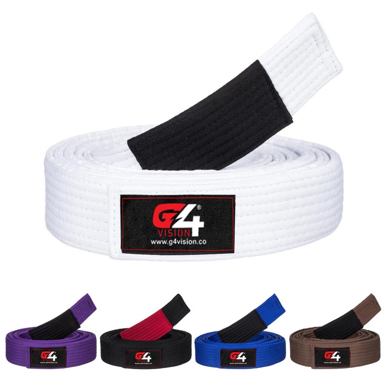 G4 VISION G4 Jiu Jitsu BJJ Belts Brazilian Adult A1 A2 A3 A4 Black Brown Purple Blue White (White, A1) - Image 1